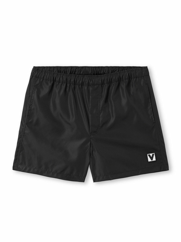 Photo: Valentino Garavani - Straight-Leg Mid-Length Logo-Appliquéd Swim Shorts - Black