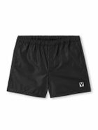 Valentino Garavani - Straight-Leg Mid-Length Logo-Appliquéd Swim Shorts - Black