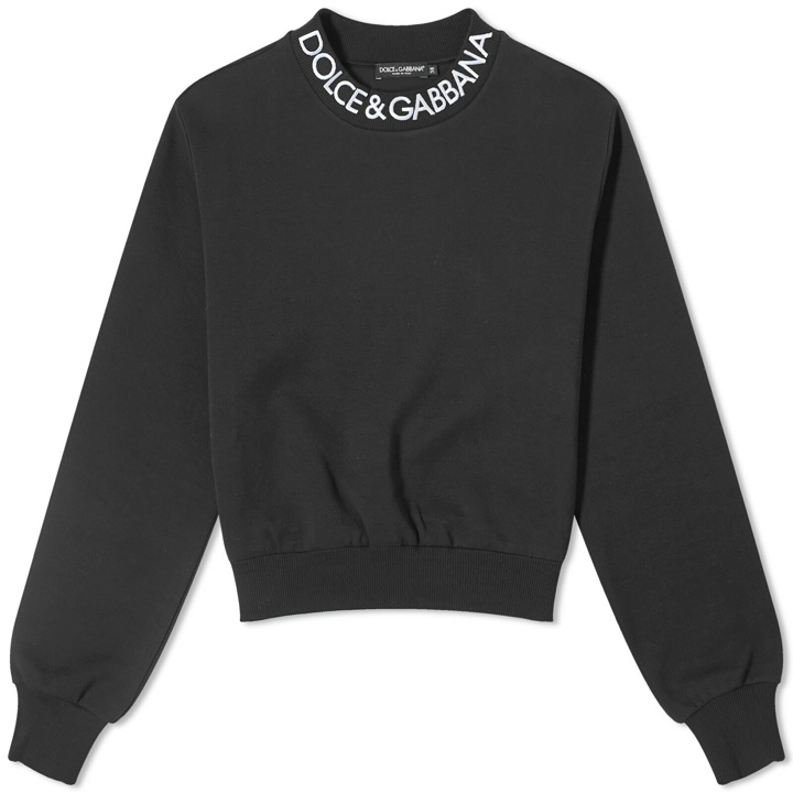 Photo: Dolce & Gabbana Women's Collar Logo Sweatshirt in Black