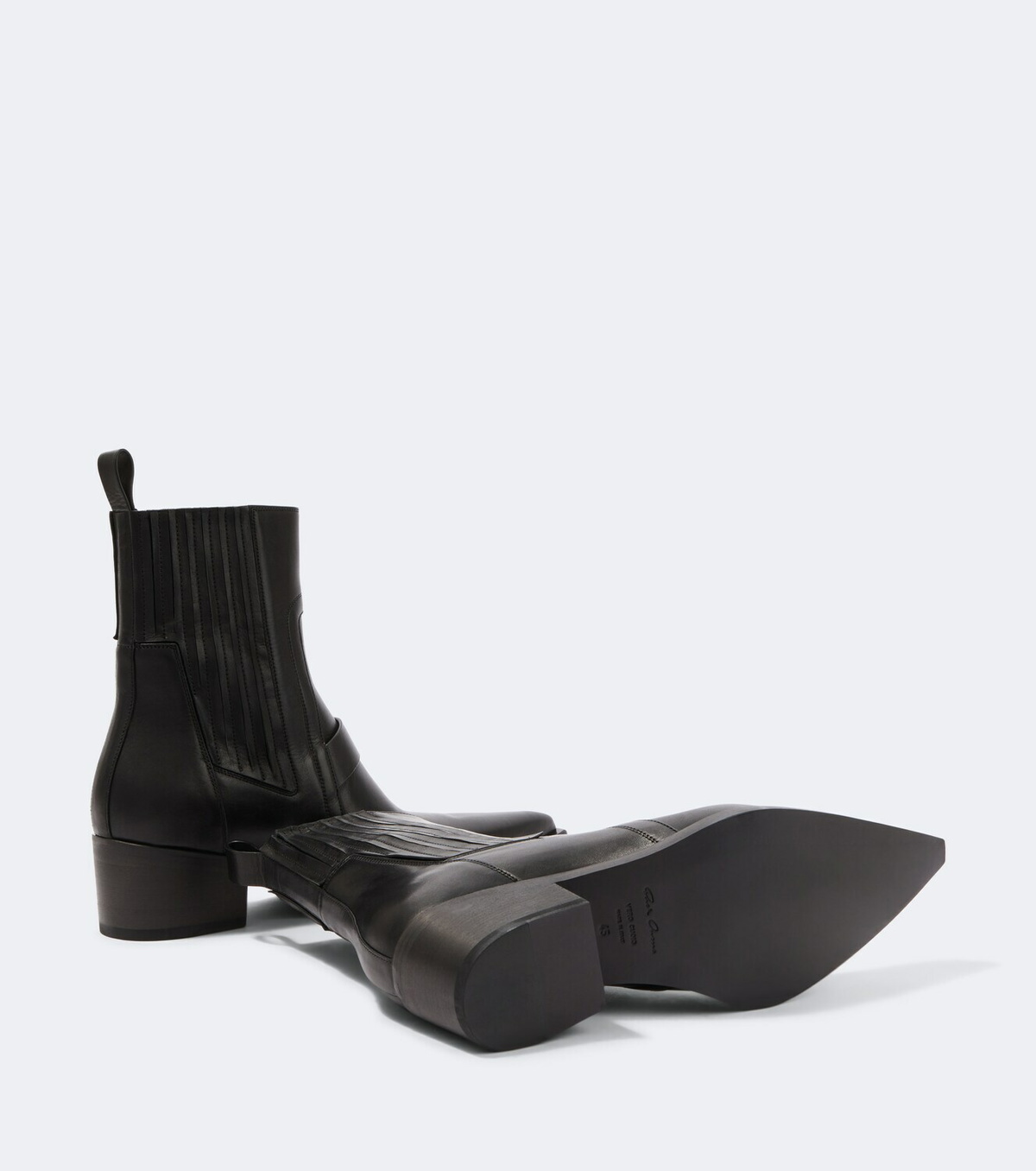 Rick Owens Pointed Silver leather ankle boots