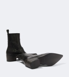 Rick Owens Pointed Silver leather ankle boots