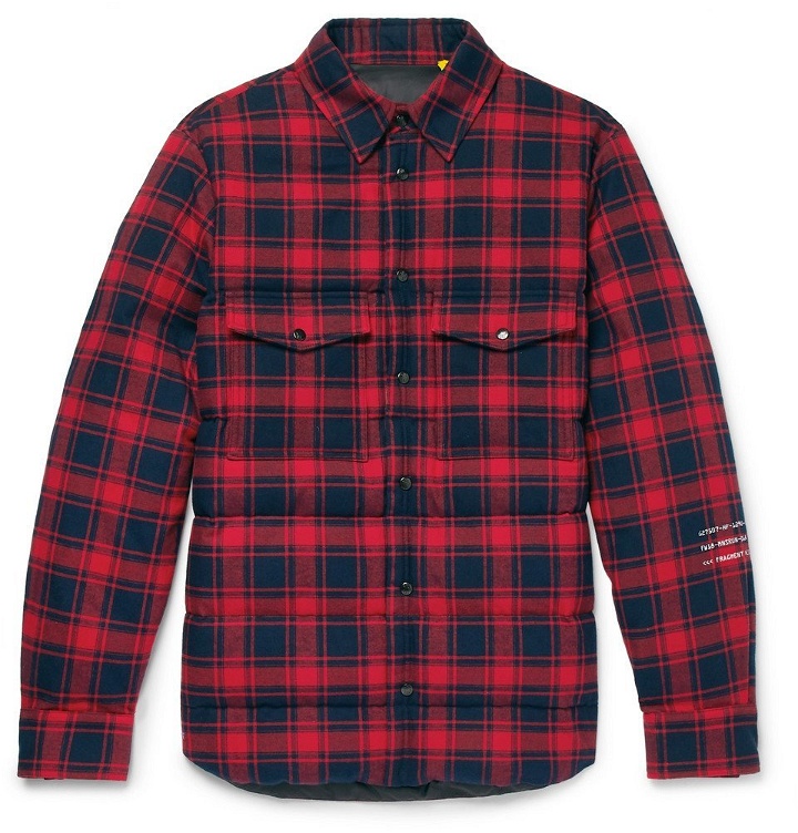 Photo: Moncler Genius - 7 Moncler Fragment Moran Quilted Checked Brushed Cotton-Flannel Down Overshirt - Men - Red
