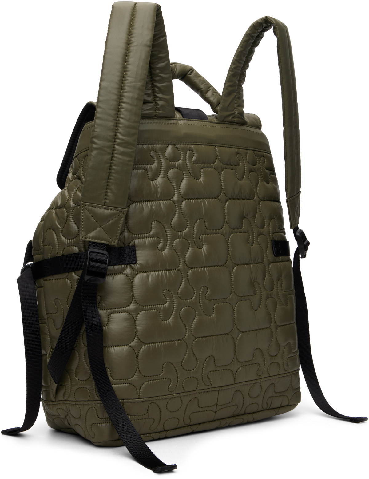 GANNI Khaki Quilted Re-Tech Backpack