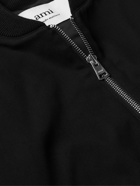 AMI PARIS - Logo-Embroidered Padded Cotton-Gabardine Bomber Jacket - Black