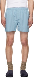 Tekla SSENSE Exclusive Blue AURALEE Edition Boxer Pyjama Shorts