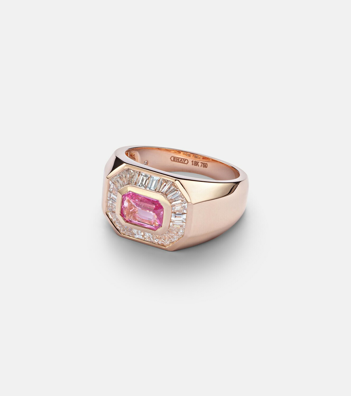 Shay Jewelry 18kt rose gold ring with pink sapphire and diamonds