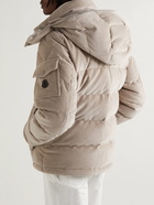 Moncler - Maya Quilted Cotton-Blend Corduroy Hooded Down Jacket - Neutrals