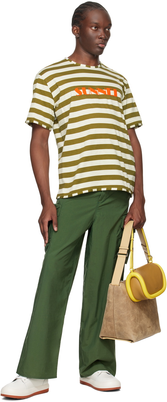 SUNNEI Green & White Striped T-Shirt