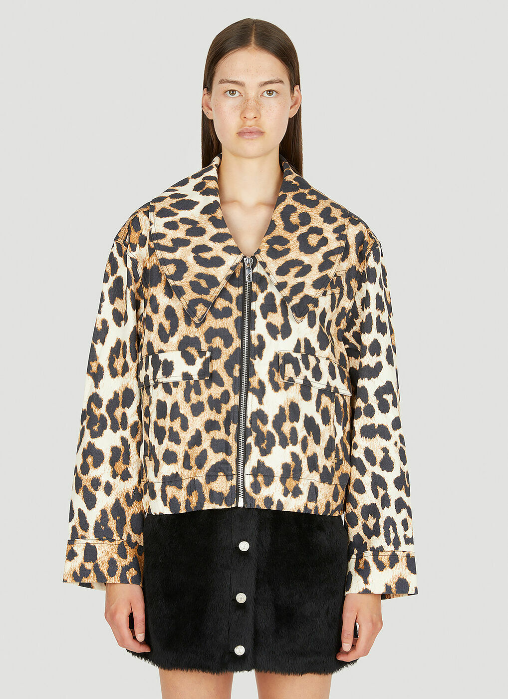 Leopard Print Jacket in Brown GANNI