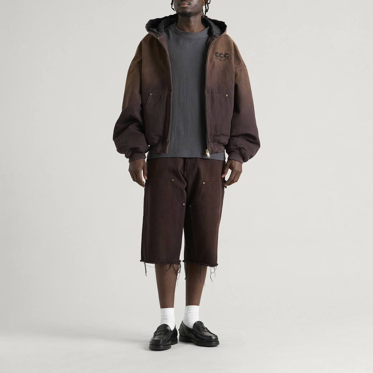 Willy Chavarria Men's Workwear Carpenter Short in Uniform Brown