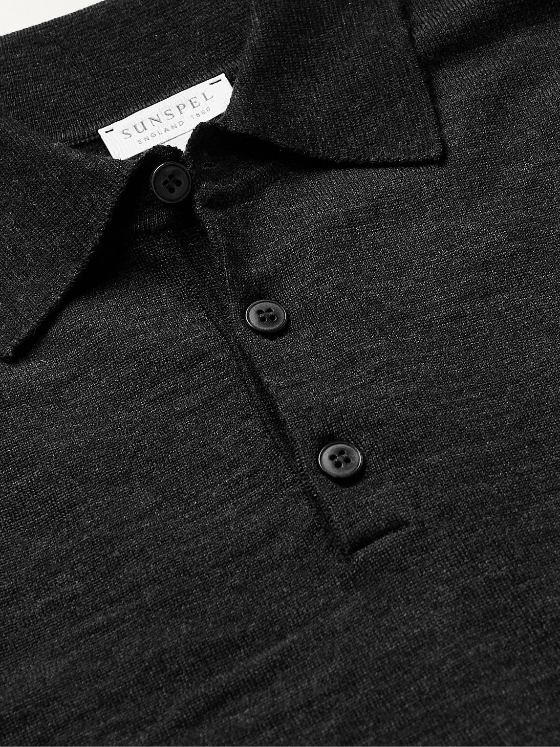 Sunspel - Slim-Fit Merino Wool Polo Shirt - Gray