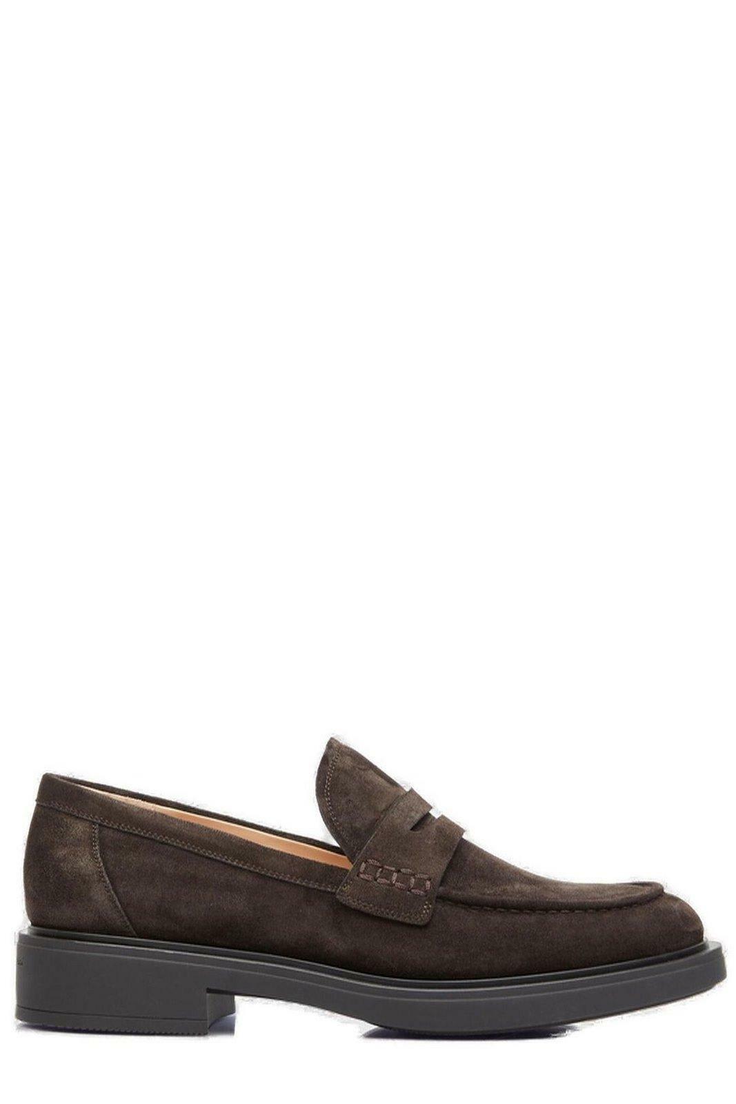 Gianvito Rossi Leather-trimmed raffia loafers Gianvito Rossi