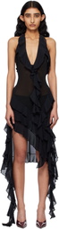 Fancì Club Black Ruffle Midi Dress