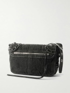 Balenciaga - Le Cagole XS Studded Washed-Denim Messenger Bag