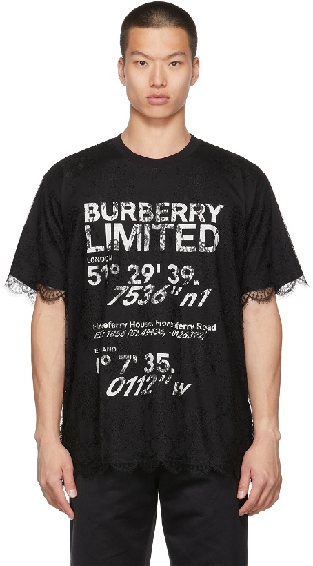 Photo: Burberry Black Paneled Lace T-Shirt