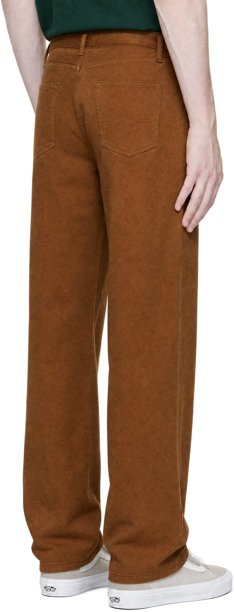Noah Brown Brushed Denim Pleated Jeans