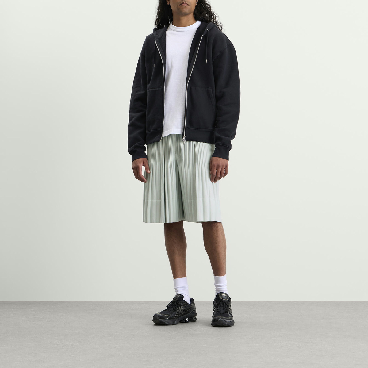 Homme Plissé Issey Miyake Men's Pleat Short in Boboli Moss Ash