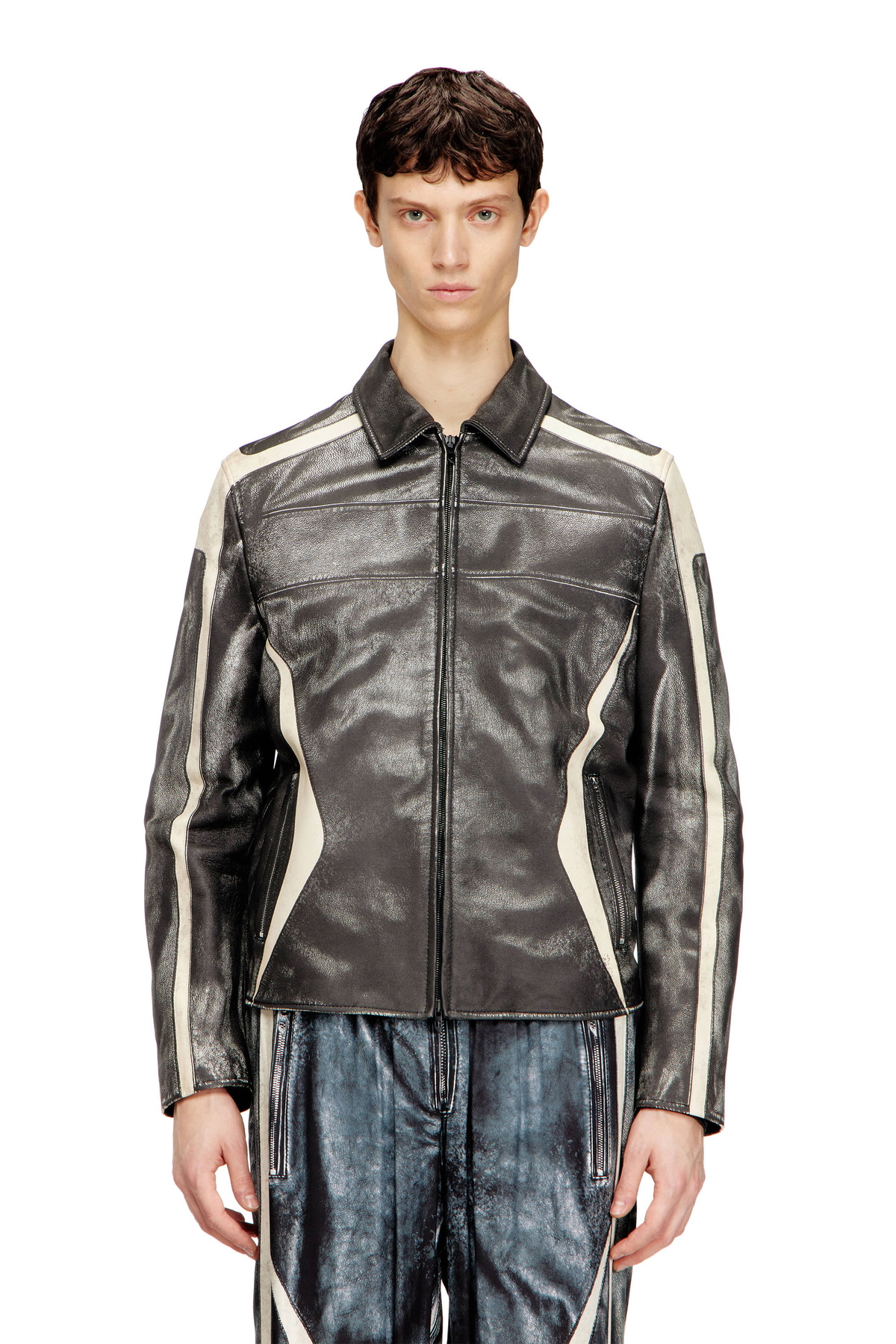 Diesel Black L-Korn-A Leather Jacket Diesel