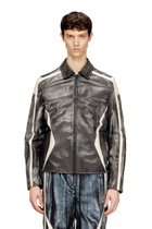 Diesel Leather coach jacket with biker print - Leather jackets Mens in Multicolor