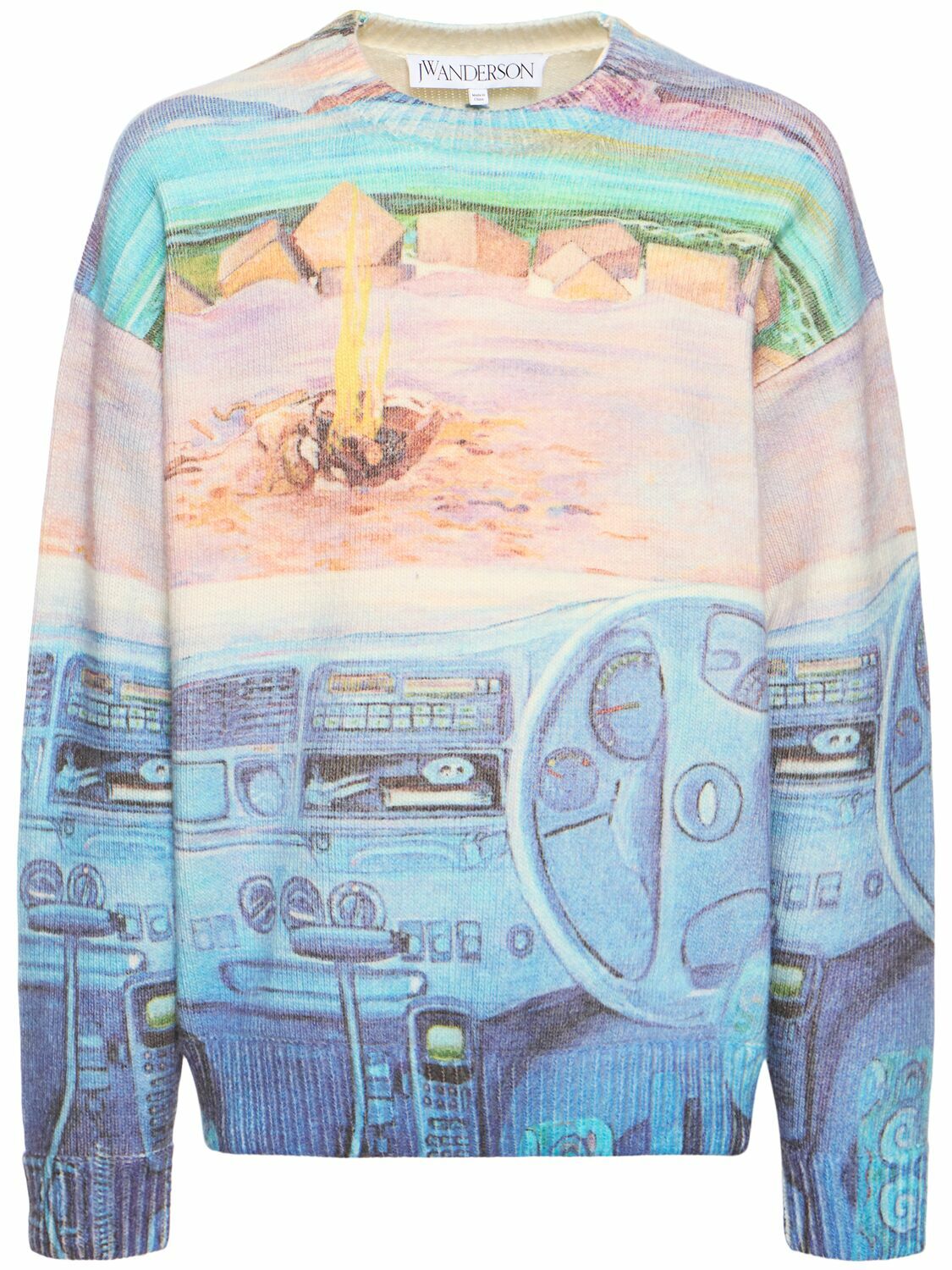 JW ANDERSON Printed Wool Blend Knit Sweater JW Anderson 