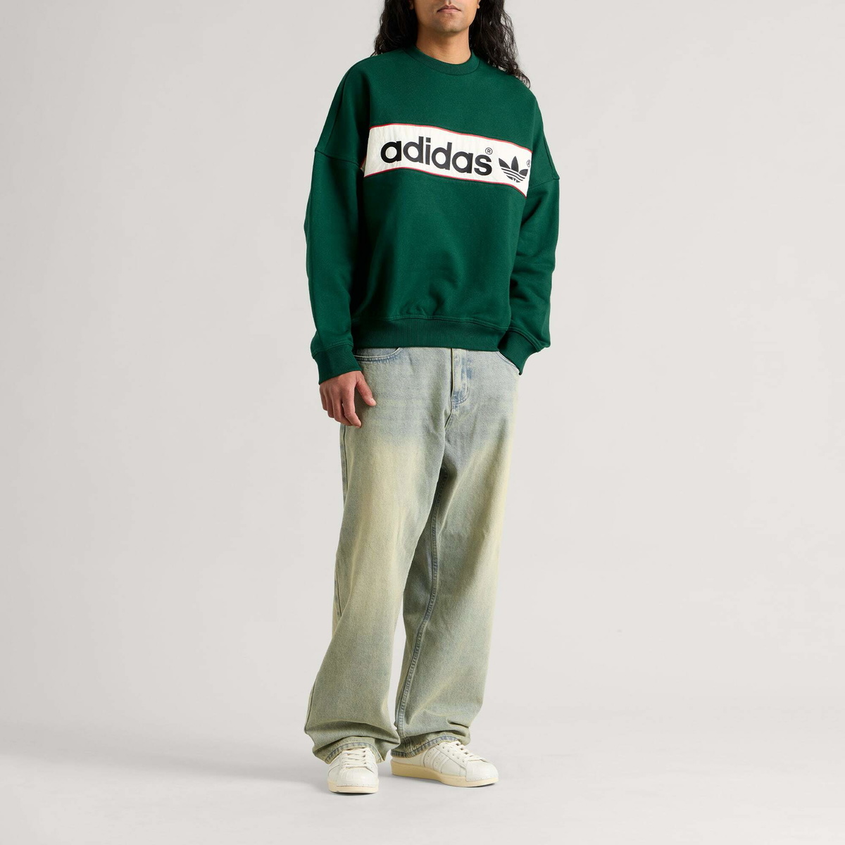 Adidas Men's Block Sweatshirt in Dark Green