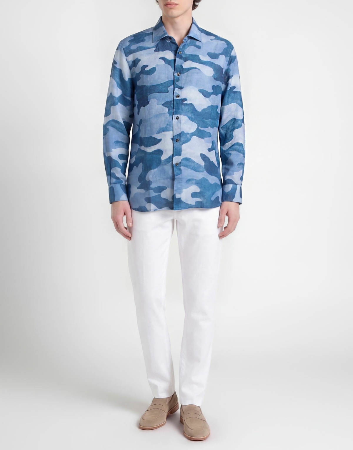 120% Lino Mens Shirt in Light blue