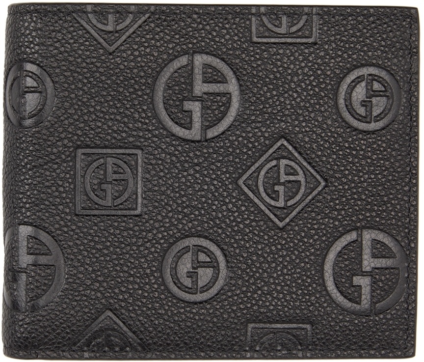 Photo: Giorgio Armani Black Leather Embossed Logo Bifold Wallet