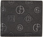 Giorgio Armani Black Leather Embossed Logo Bifold Wallet