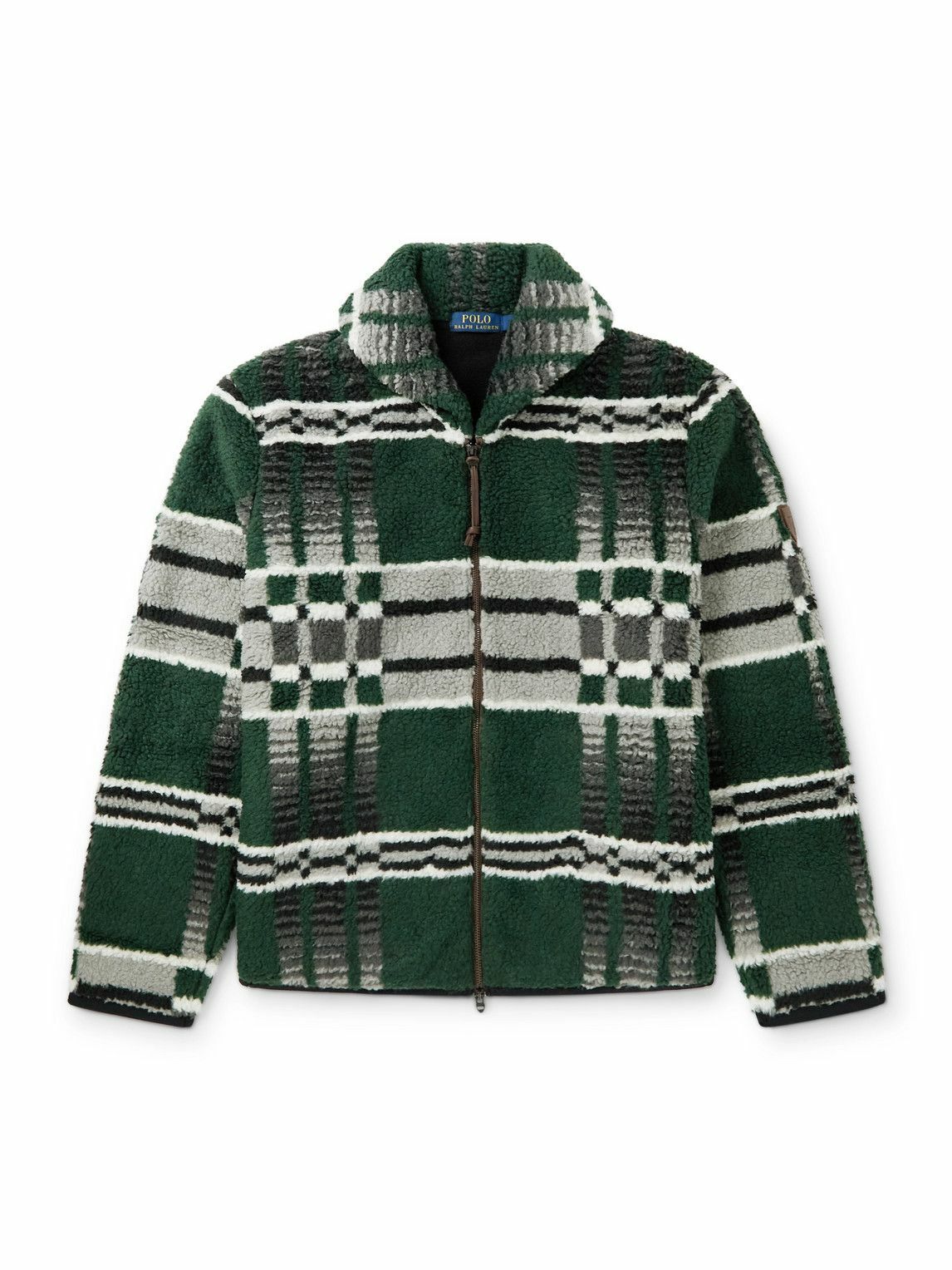 Polo Ralph Lauren - Shawl-Collar Checked Woven Zip-Up Cardigan - Green