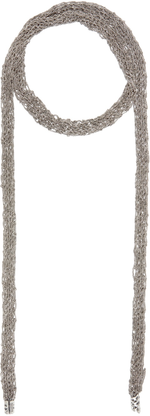 Emanuele Bicocchi Silver Crocheted Tie Necklace