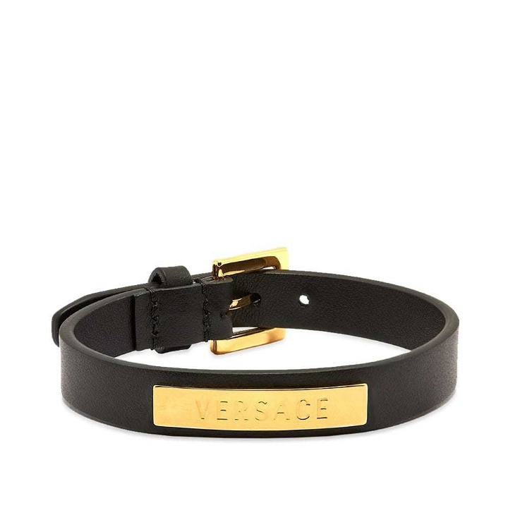 Photo: Versace Leather Logo Bracelet