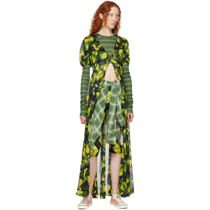 Marc Jacobs Green Redux Grunge Striped Cropped Shirt Marc Jacobs