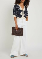 Rixo Ursula Polka dot Crepe de Chine top Navy