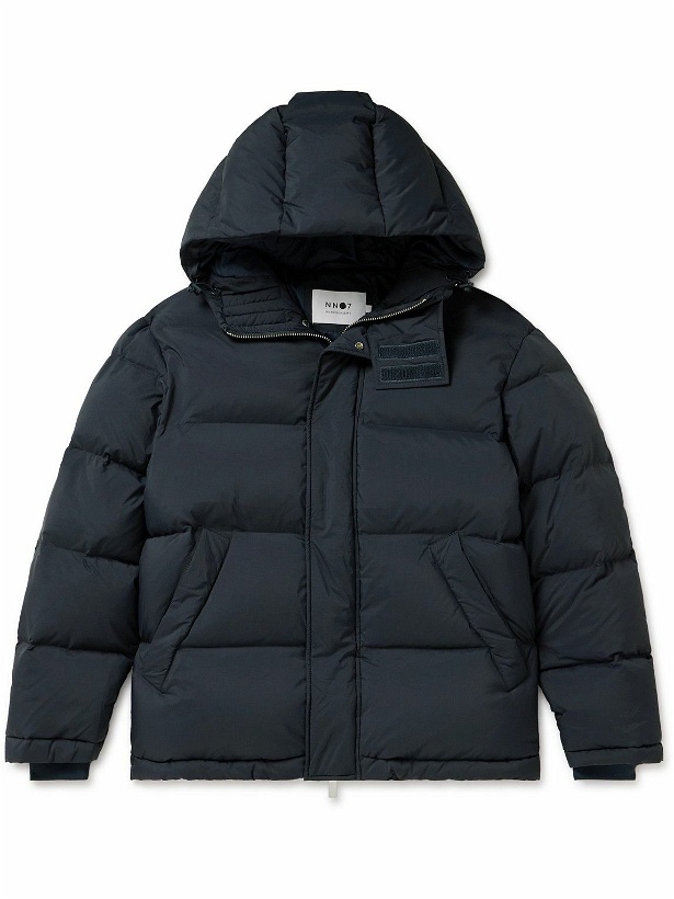 Photo: NN07 - Matthew 8245 Quilted Padded Recycled-Shell Hooded Jacket - Blue