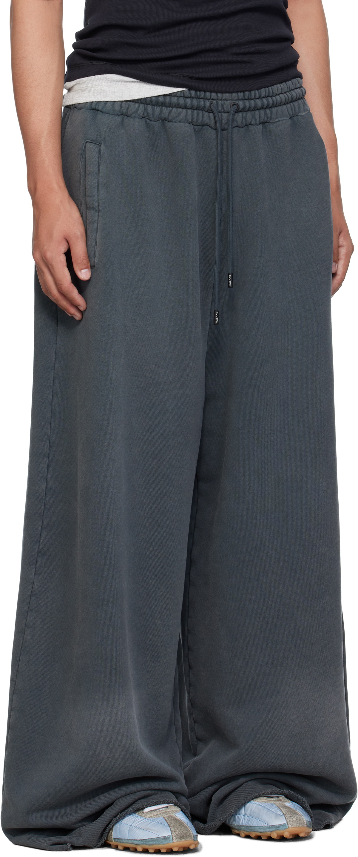LU'U DAN Gray Raw-Cut Bontan Sweatpants