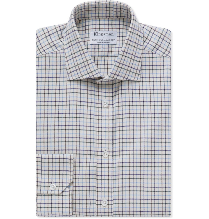 Photo: Kingsman - Turnbull & Asser Slim-Fit Cutaway-Collar Checked Cotton-Flannel Shirt - Multi