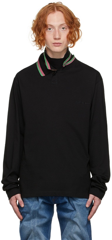 Photo: Y/Project Black Three Neck Long Sleeve Polo