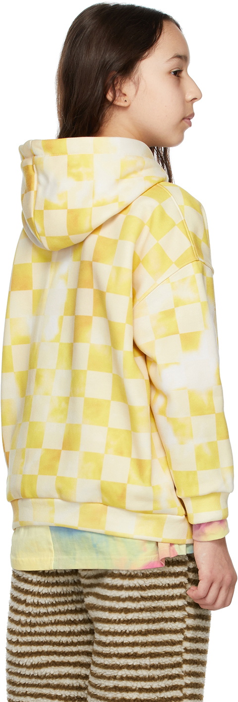 Luckytry Kids Yellow Vintage Checked Bear Hoodie