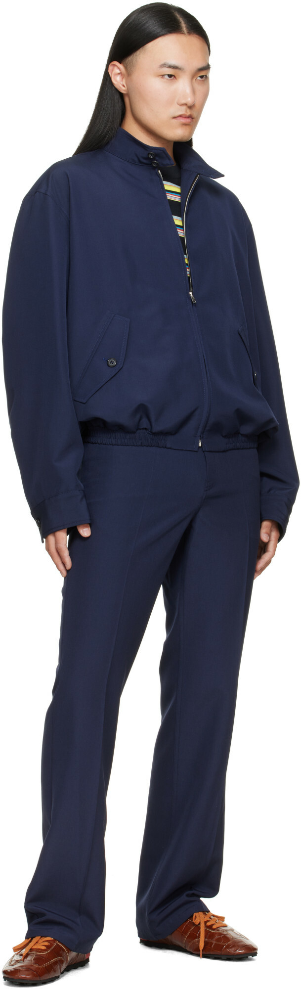 Marni Navy Embroidered-Logo Jacket
