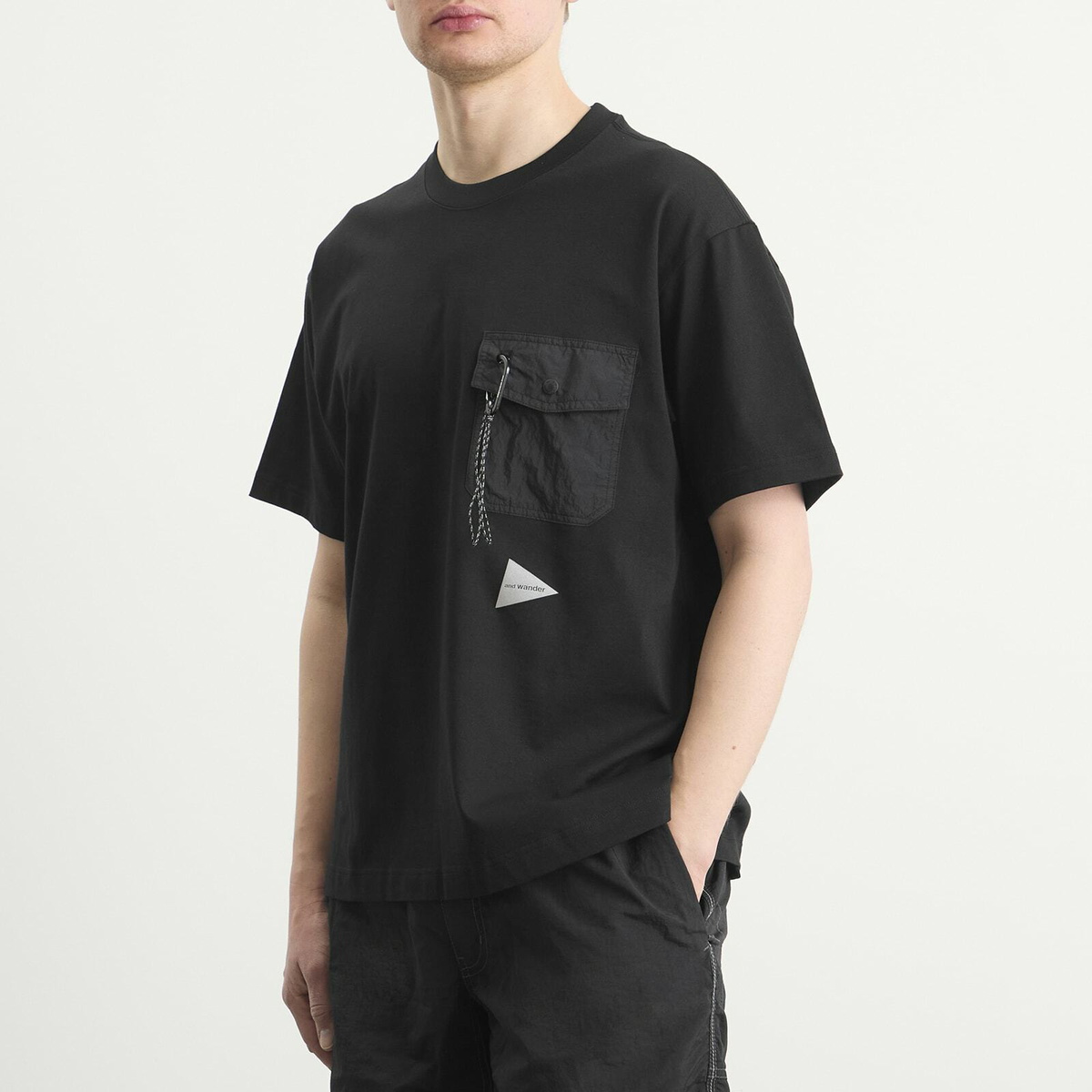 And Wander Men's Pocket T-Shirt in Black