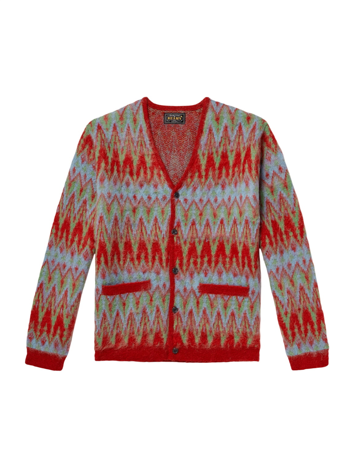 Beams Plus - Alan Patchwork Cable-Knit Wool Cardigan - Orange