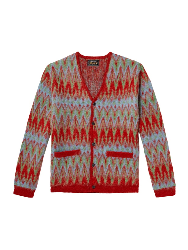 Photo: Beams Plus - Jacquard-Knit Cardigan - Red