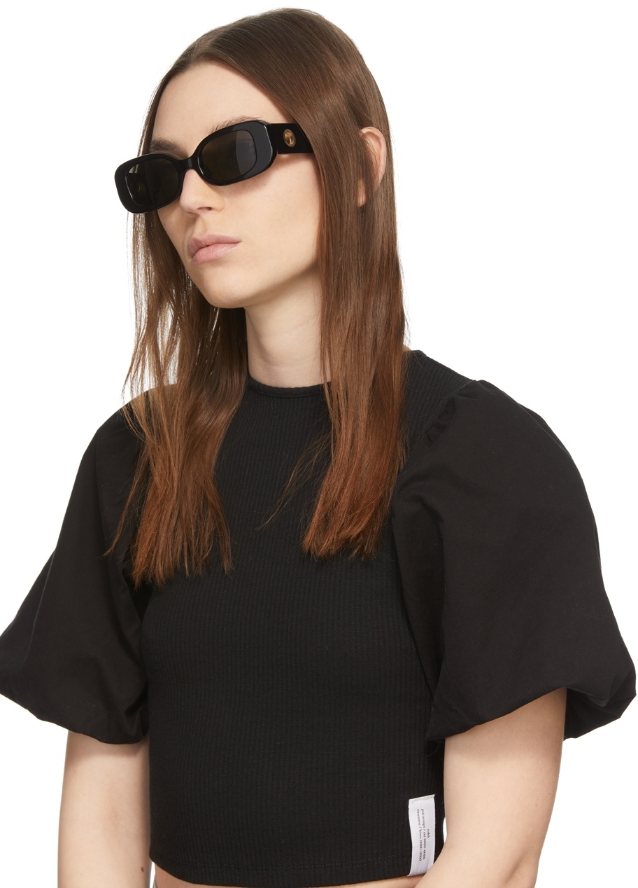 LINDA FARROW Black Rectangular Lola Sunglasses