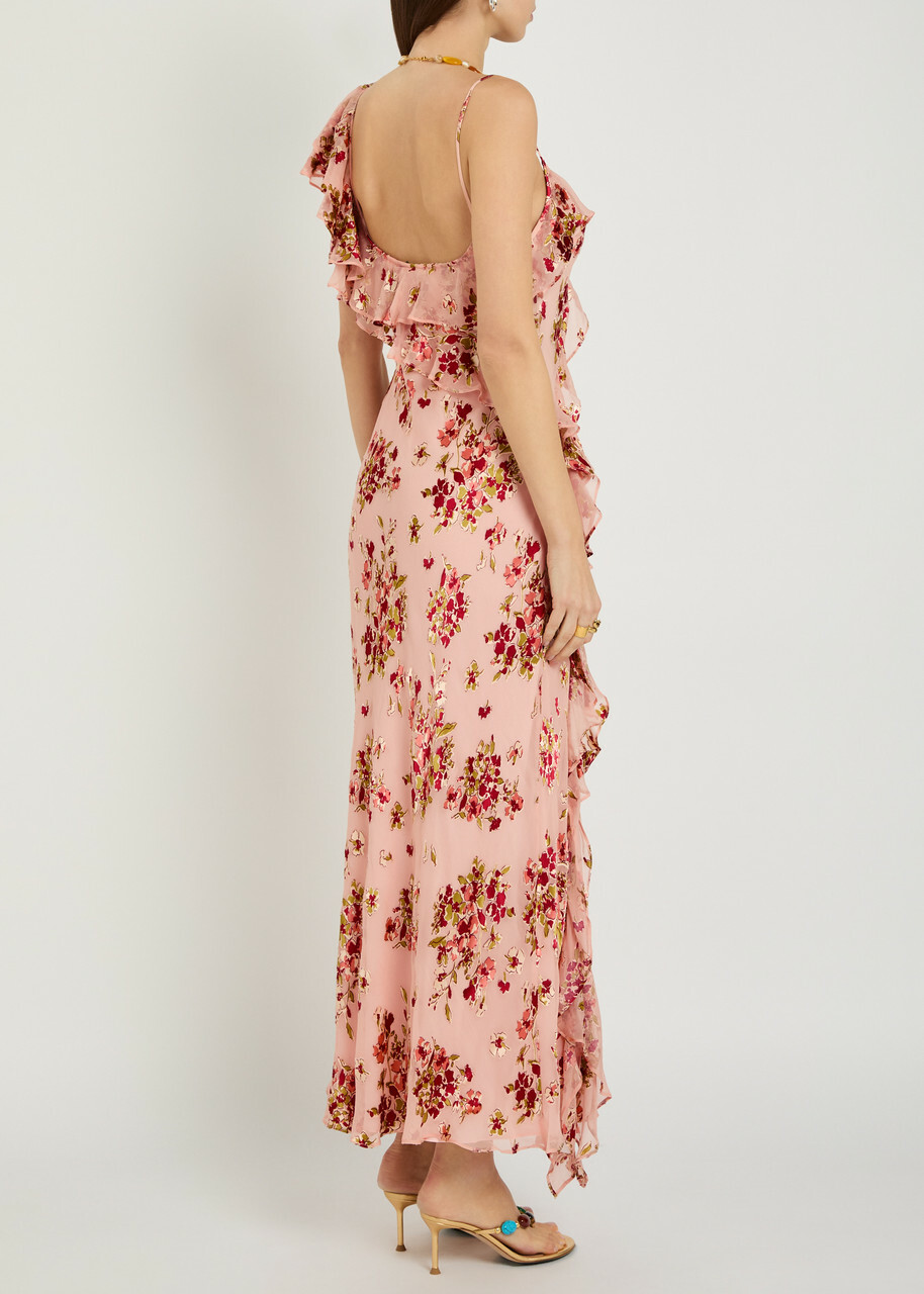 Rixo Ester Floral-print Woven Maxi Dress Pink