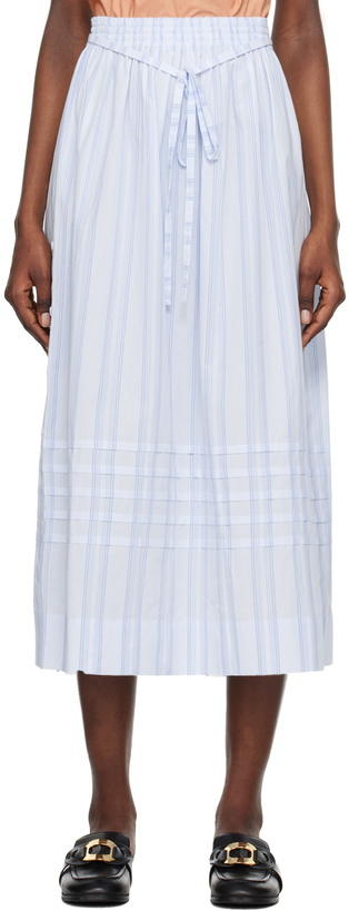 Photo: See by Chloé Blue Striped Midi Skirt