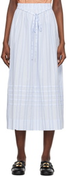 See by Chloé Blue Striped Midi Skirt