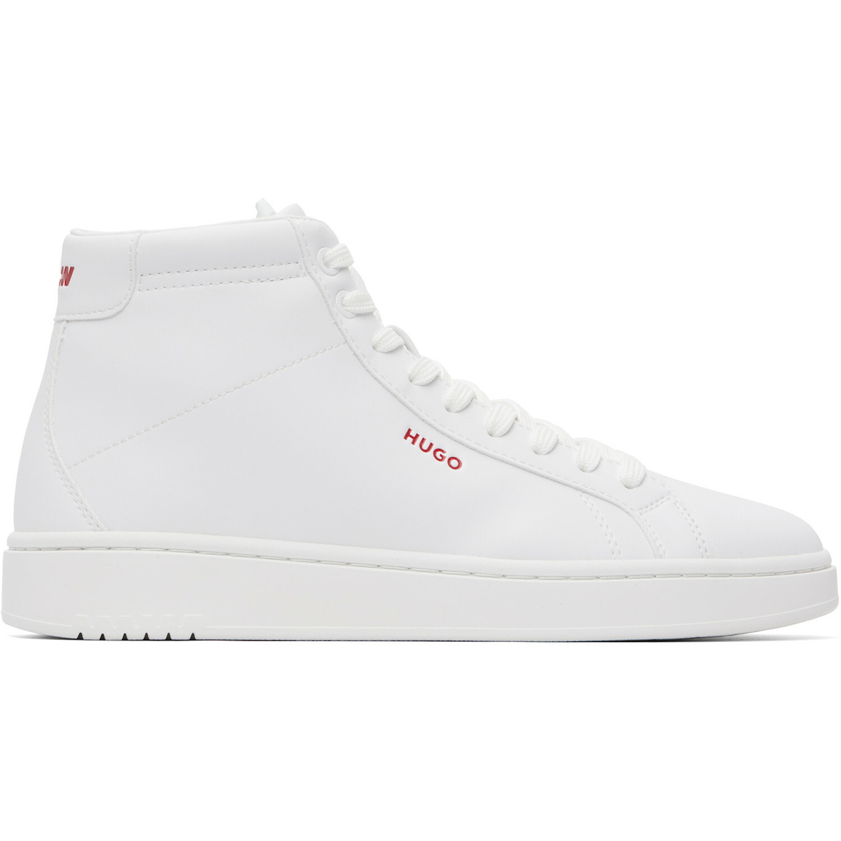 Hugo White Faux-Leather High-Top Sneakers