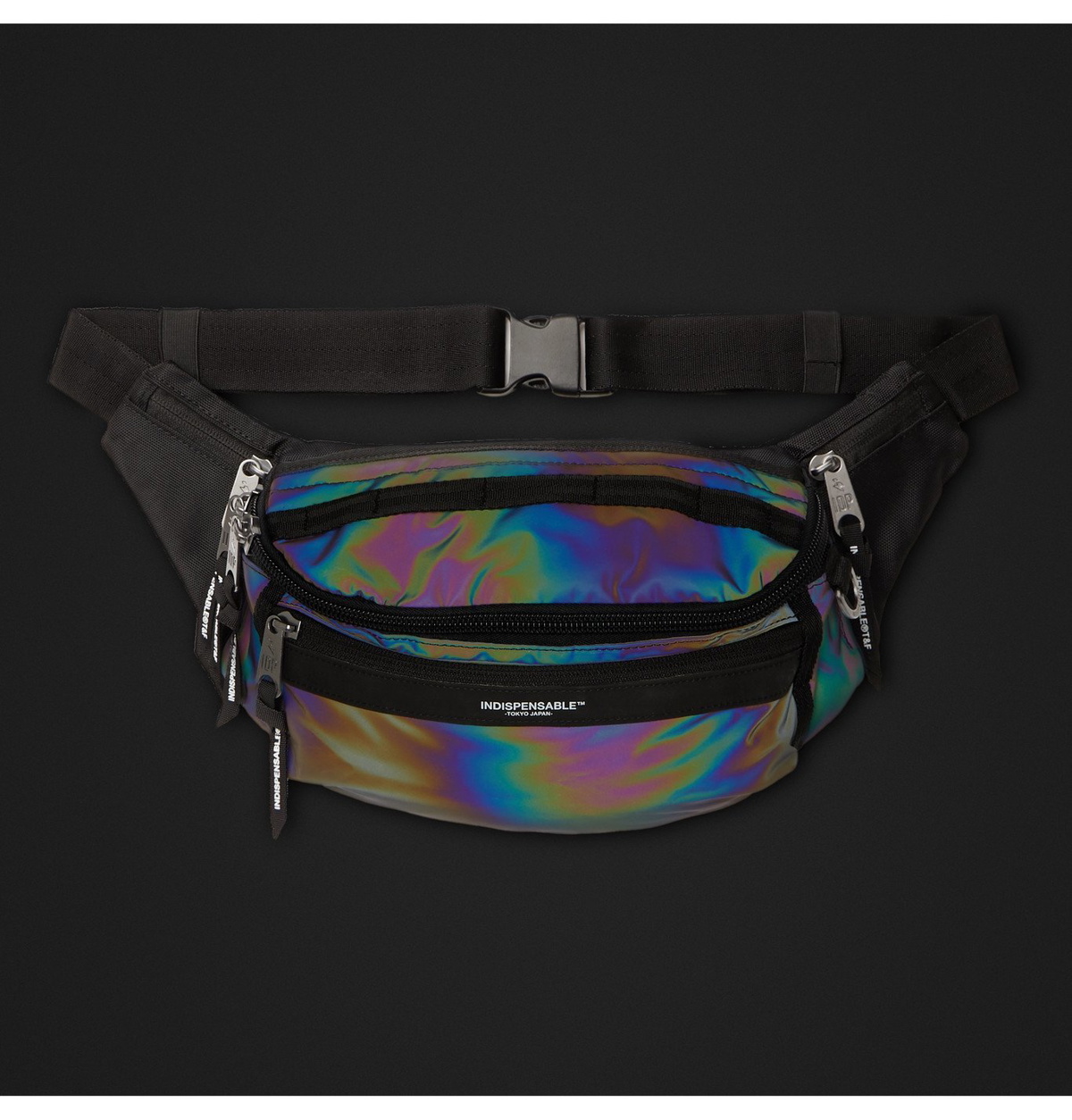 Indispensable - Armor Iridescent Shell and Canvas Belt Bag - Black