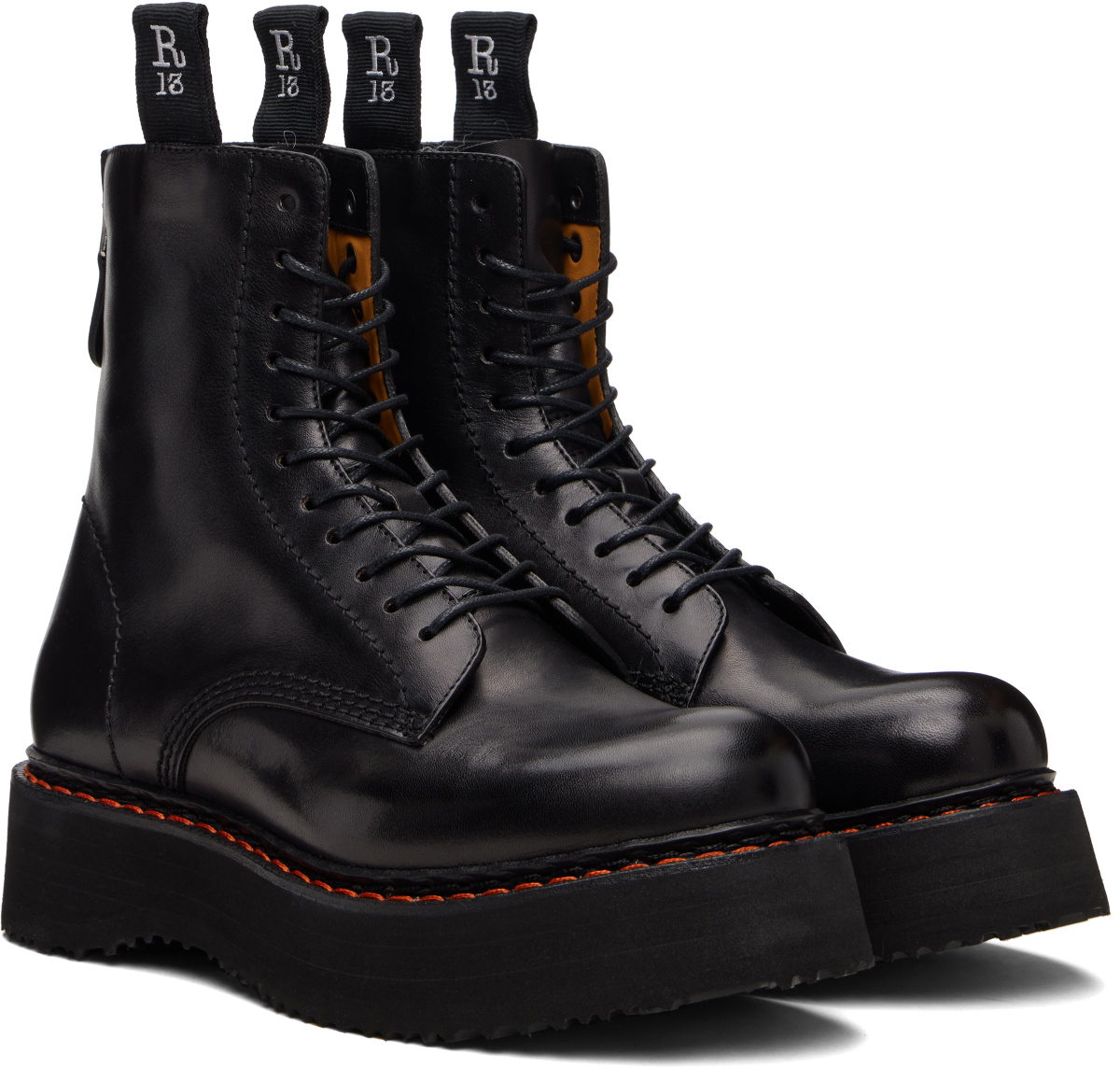 R13 Black Single Stack Boots