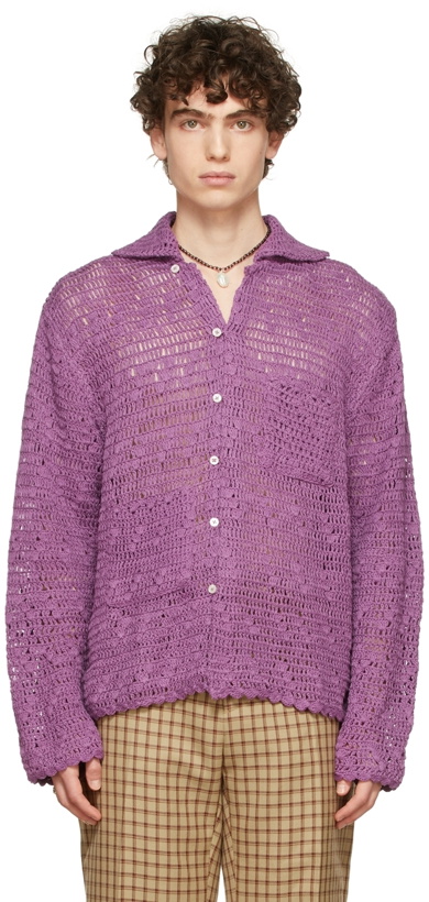 Photo: Bode Purple Crochet Shirt